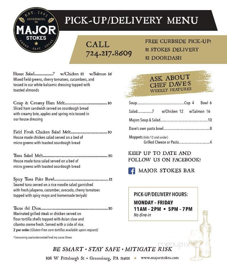 Major Stokes - Greensburg, PA menu_pic