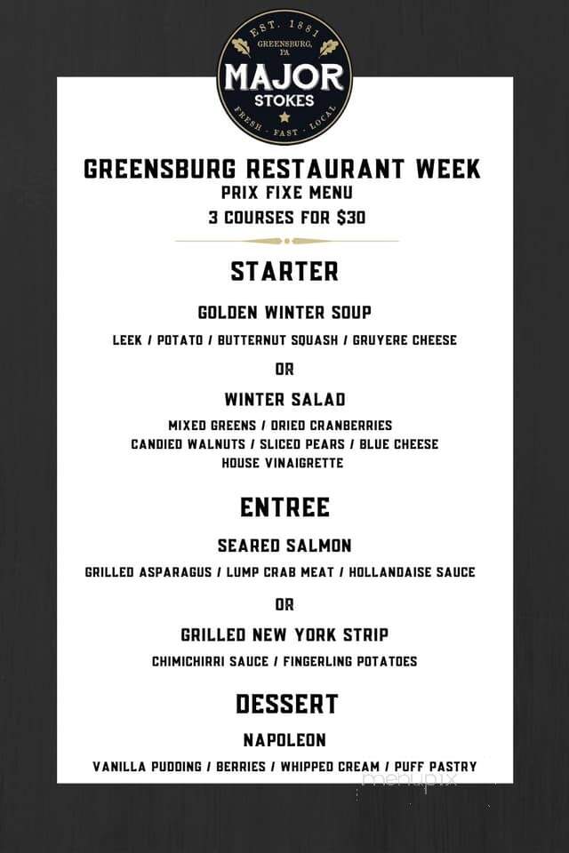 Major Stokes - Greensburg, PA menu_pic