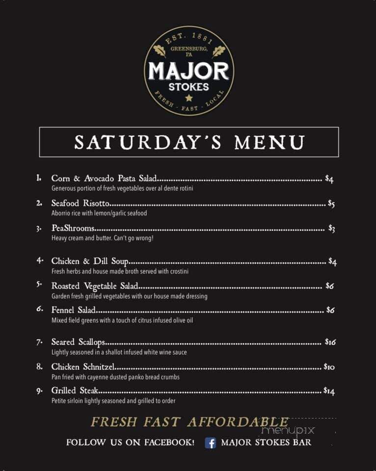 Major Stokes - Greensburg, PA menu_pic
