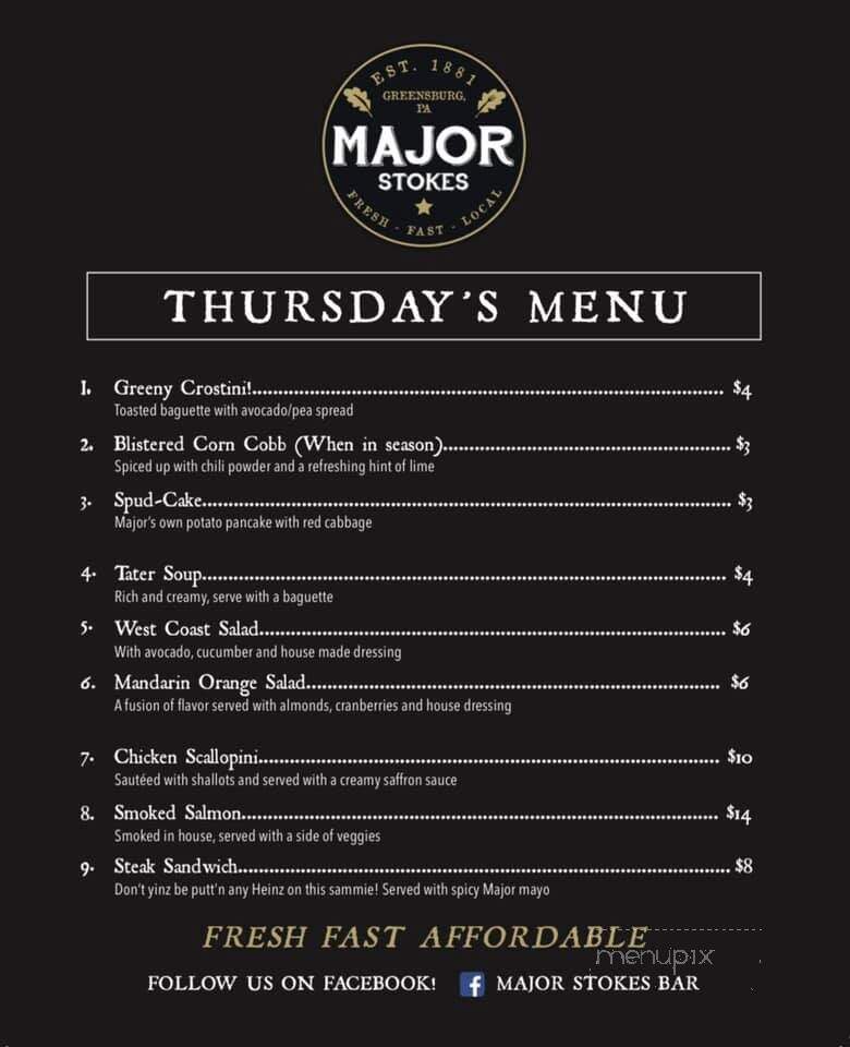 Major Stokes - Greensburg, PA menu_pic