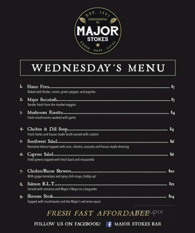 Major Stokes - Greensburg, PA menu_pic