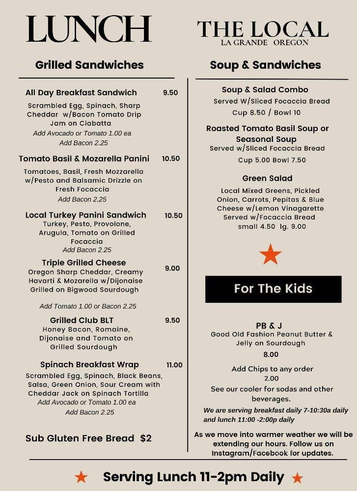 The Local - La Grande, OR menu_pic