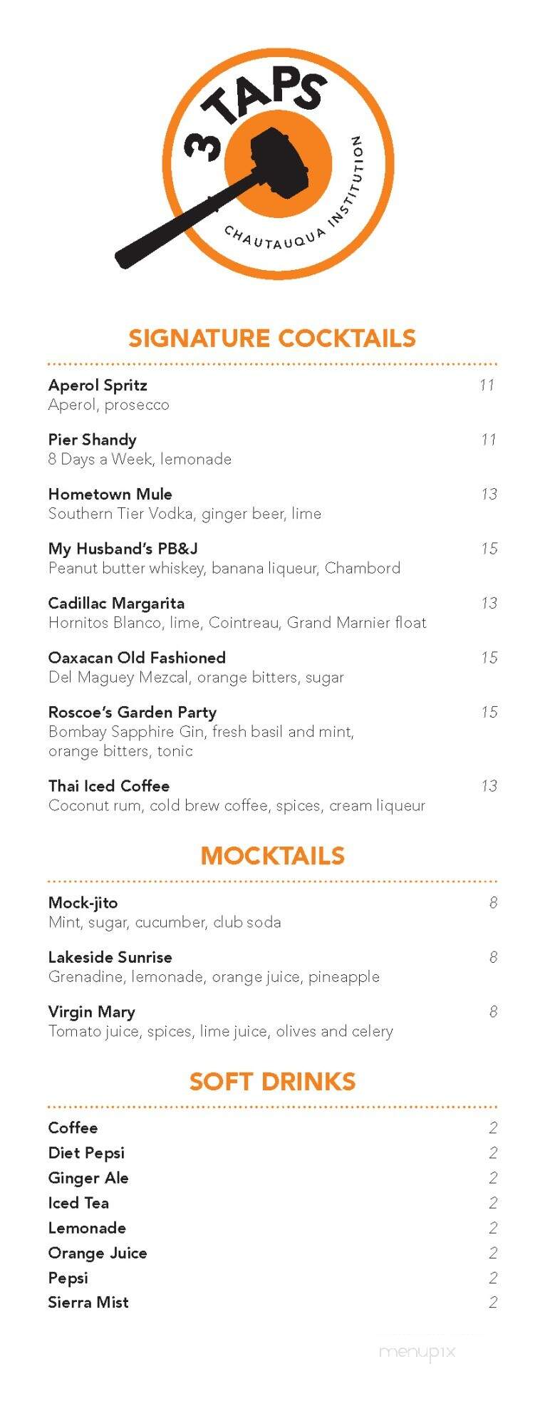 3 Taps - Chautauqua, NY menu_pic