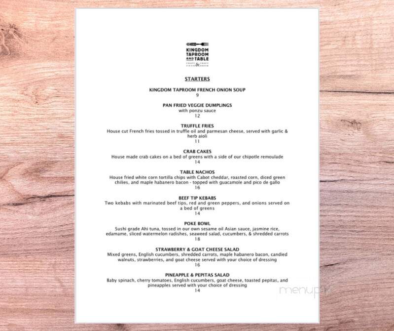 Kingdom Table - Saint Johnsbury, VT menu_pic
