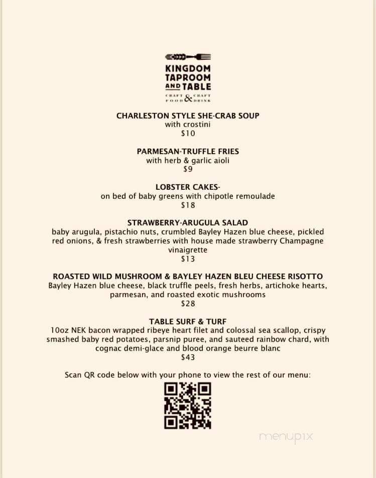 Kingdom Table - Saint Johnsbury, VT menu_pic