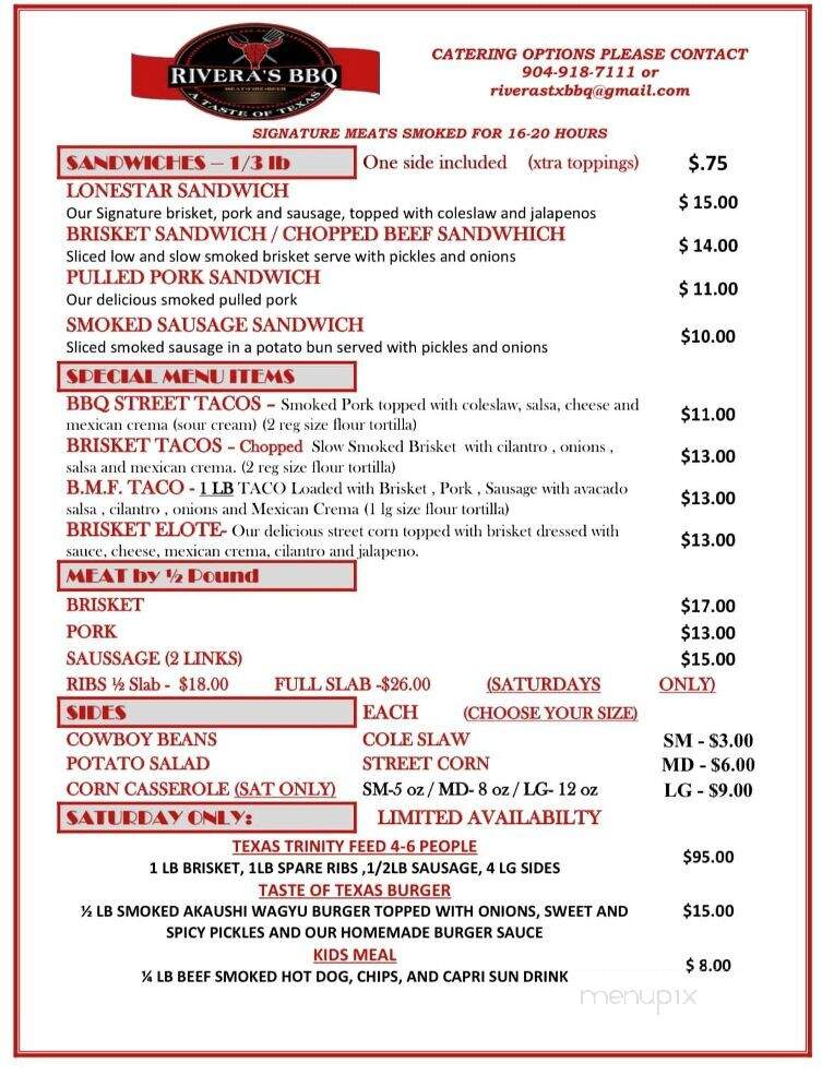 Rivera's BBQ A Taste of Texas - Newnan, GA menu_pic