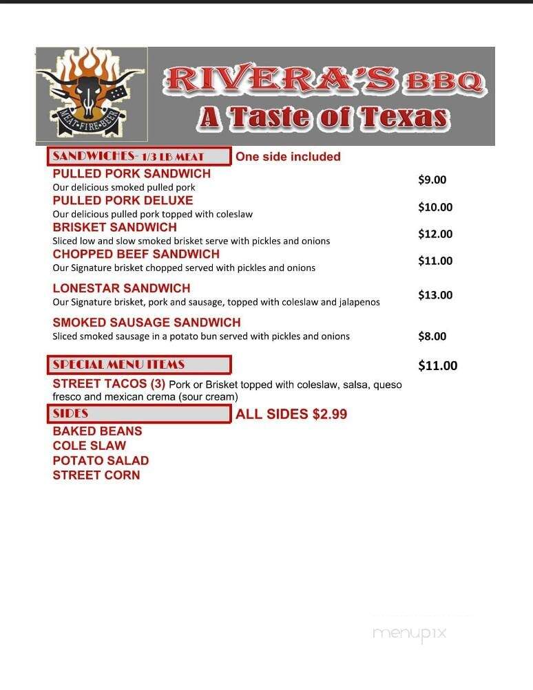 Rivera's BBQ A Taste of Texas - Newnan, GA menu_pic