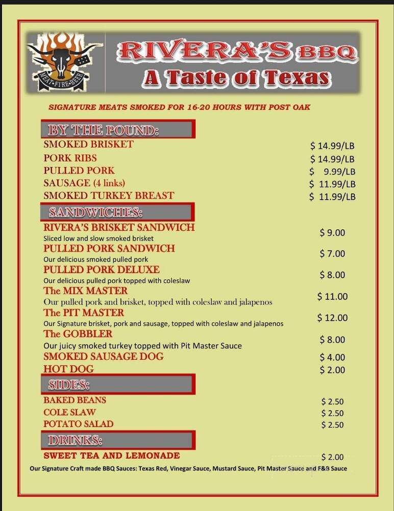 Rivera's BBQ A Taste of Texas - Newnan, GA menu_pic