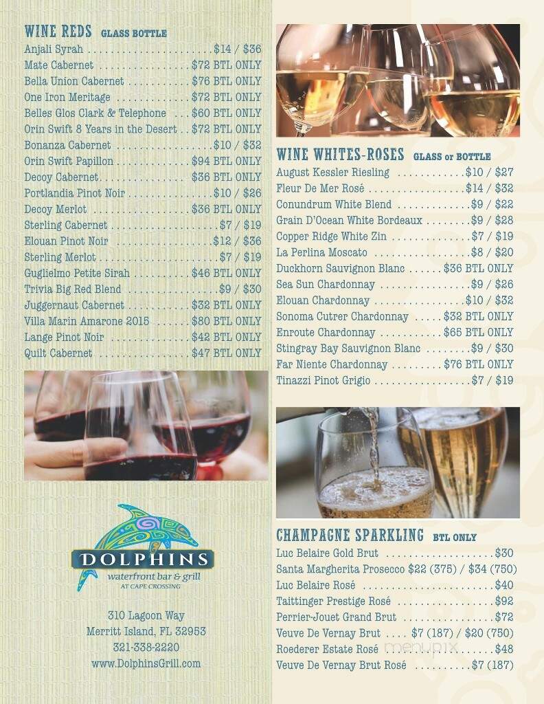 Dolphins Waterfront Bar & Grill - Merritt Island, FL menu_pic