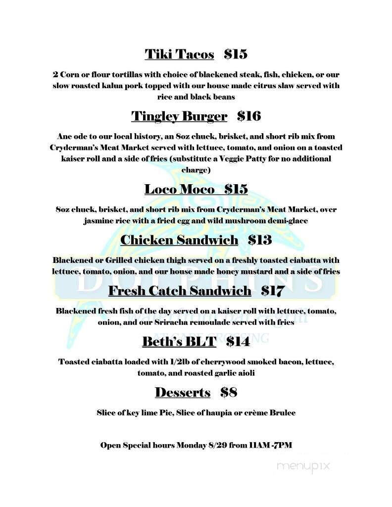 Dolphins Waterfront Bar & Grill - Merritt Island, FL menu_pic