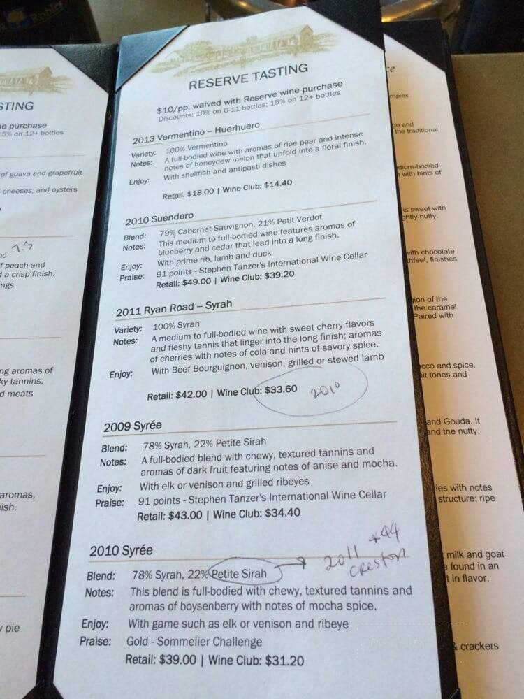 Vina Robles Winery - Paso Robles, CA menu_pic