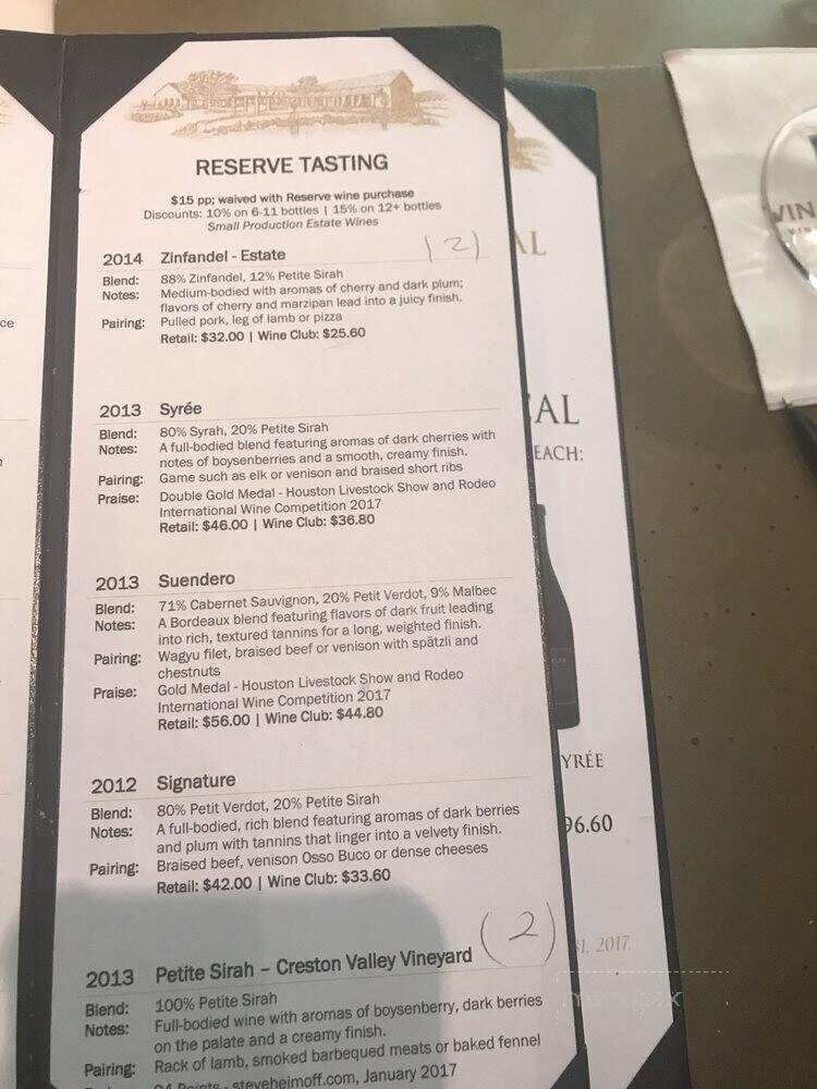 Vina Robles Winery - Paso Robles, CA menu_pic