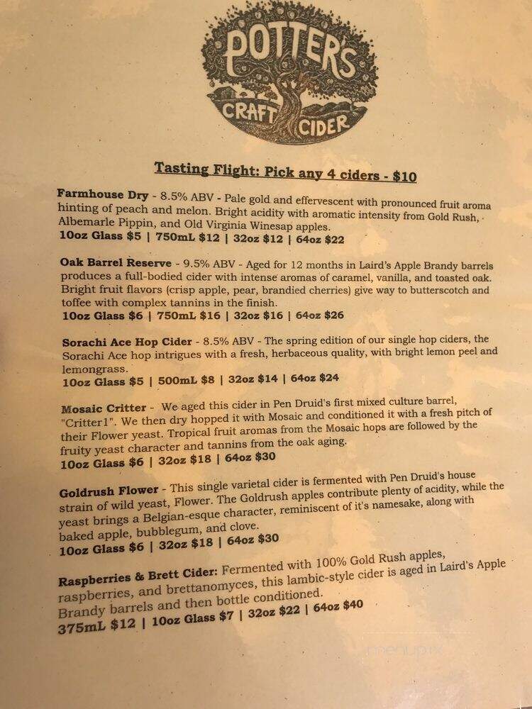 Pen Druid Brewing - Sperryville, VA menu_pic