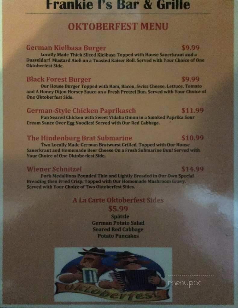 Frankie I's Bar and Grill - Washington, PA menu_pic