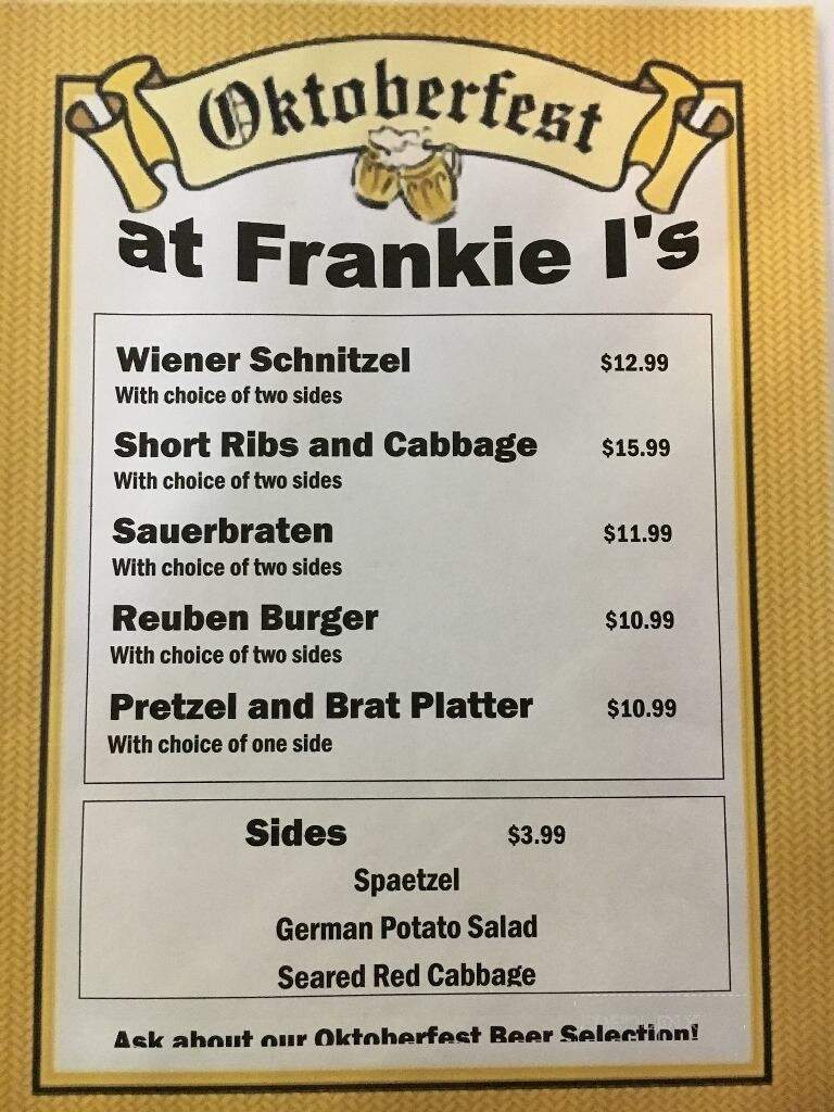 Frankie I's Bar and Grill - Washington, PA menu_pic