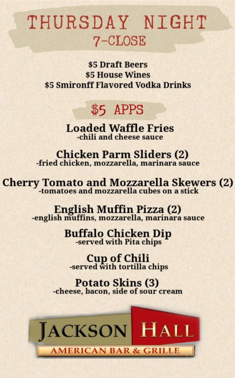Jackson Hall - East Islip, NY menu_pic