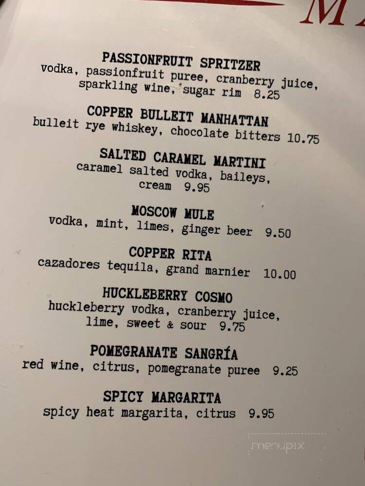 Copper River Restaurant - Hillsboro, OR menu_pic