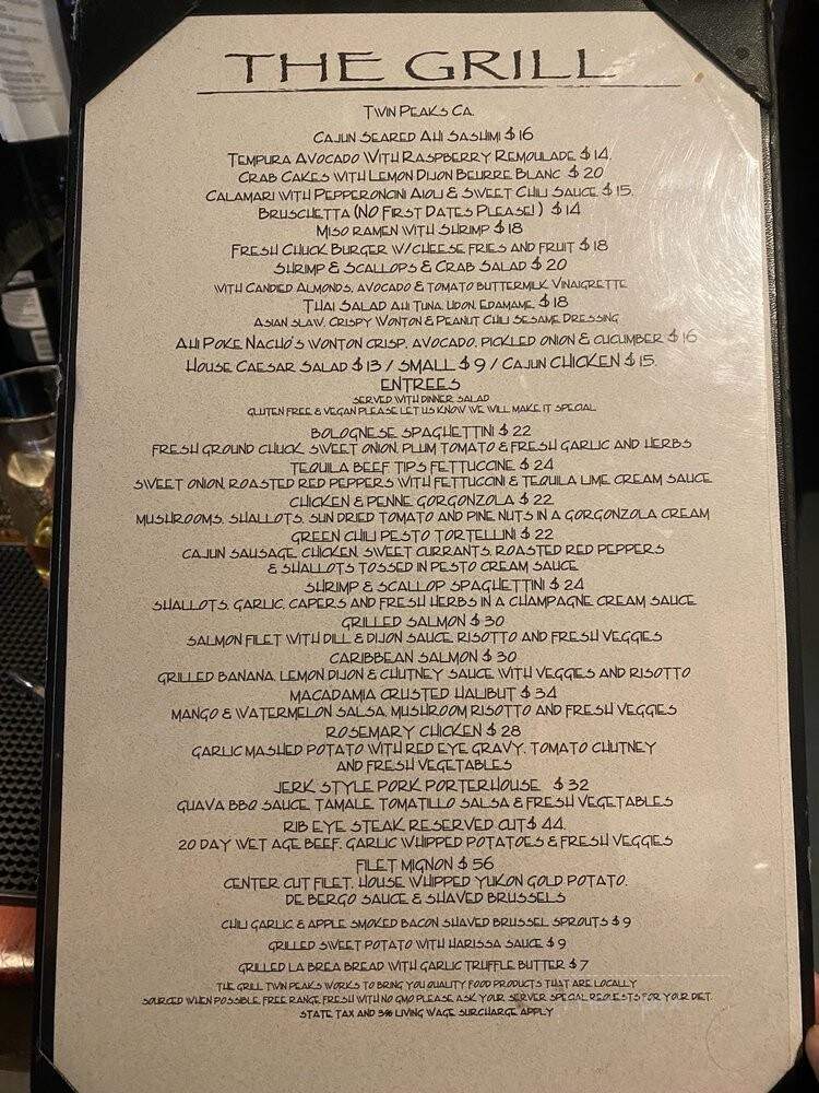 The Grill at Antlers Inn - Twin Peaks, CA menu_pic