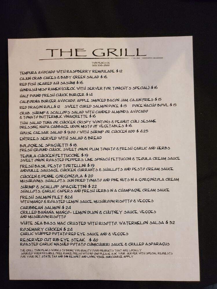The Grill at Antlers Inn - Twin Peaks, CA menu_pic
