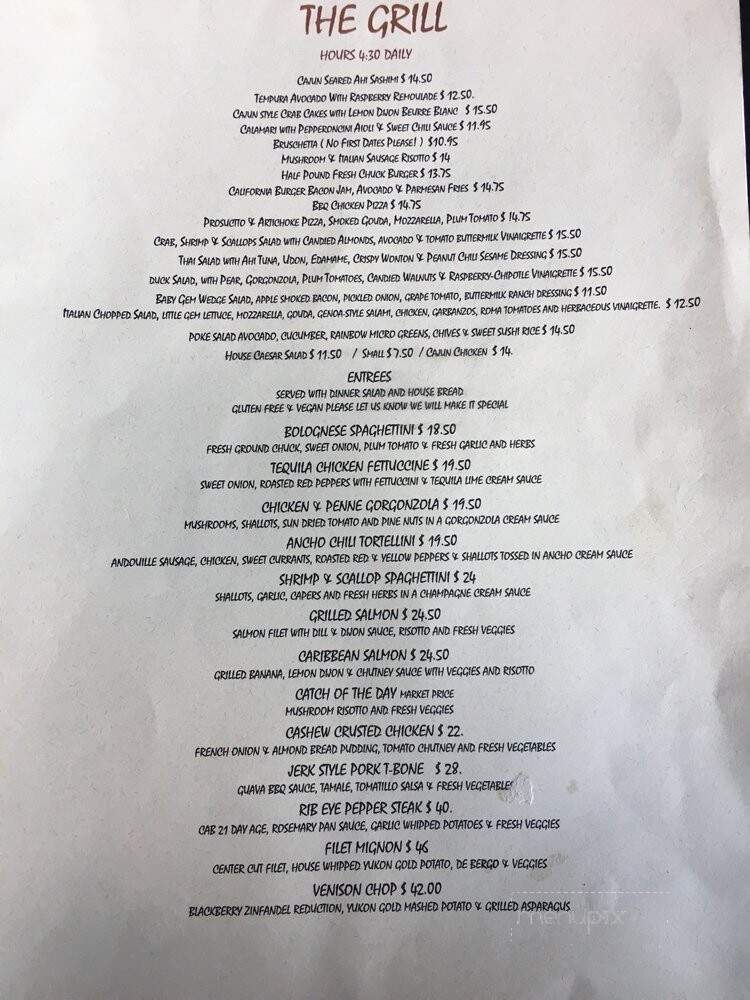 The Grill at Antlers Inn - Twin Peaks, CA menu_pic