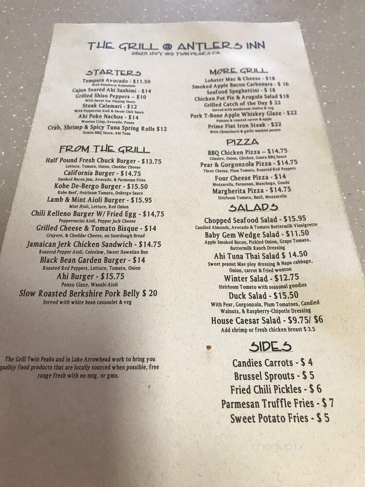 The Grill at Antlers Inn - Twin Peaks, CA menu_pic