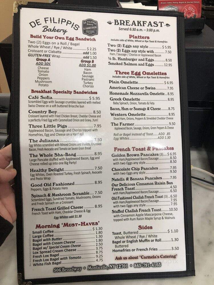 G & C DE Filippis Bakery - Monticello, NY menu_pic