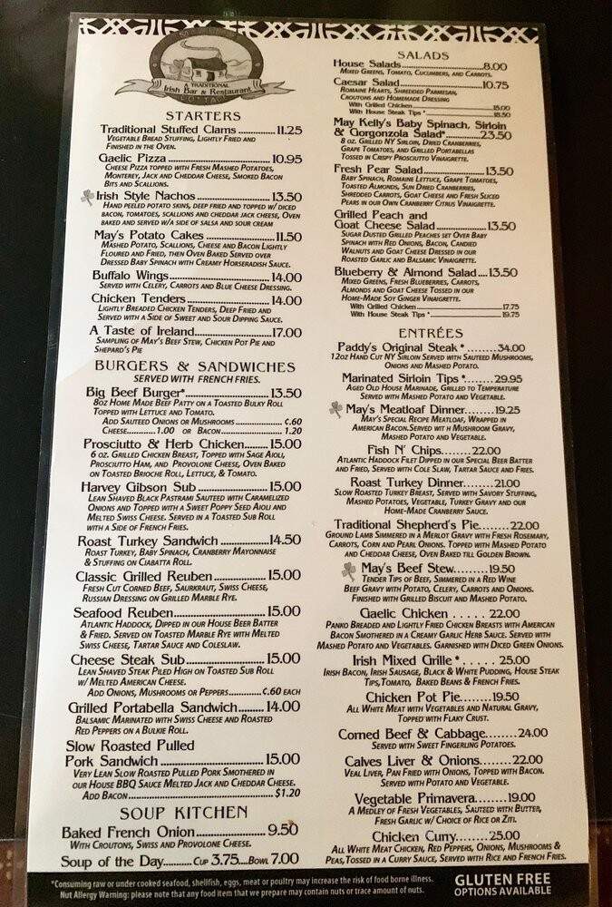 May Kelly's Irish Restaurant - North Conway, NH menu_pic