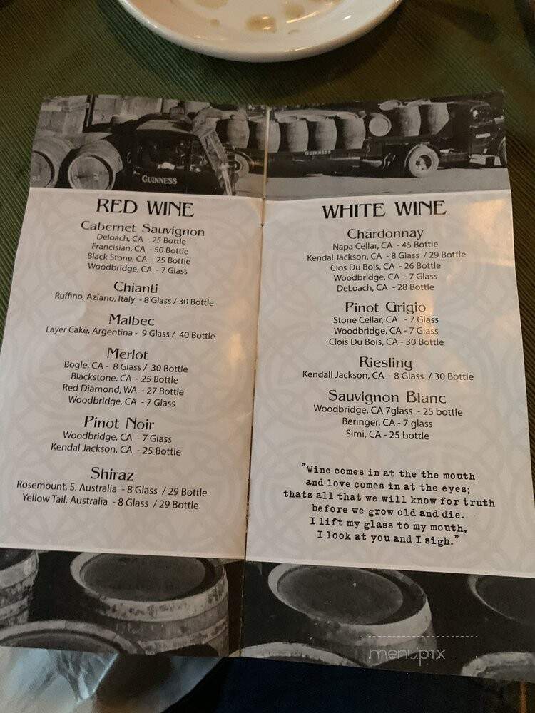 May Kelly's Irish Restaurant - North Conway, NH menu_pic