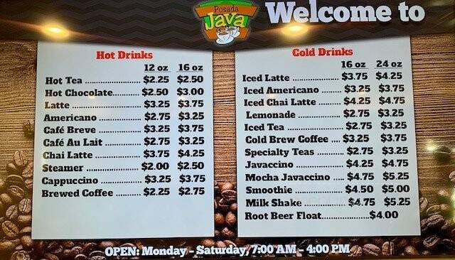 Posada Java - Green Valley, AZ menu_pic