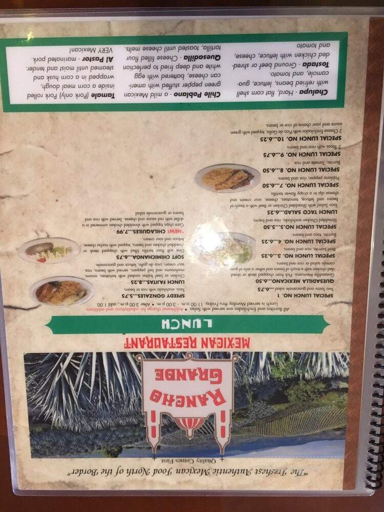 Rancho Grande Mexican Restaurant - Southaven, MS menu_pic
