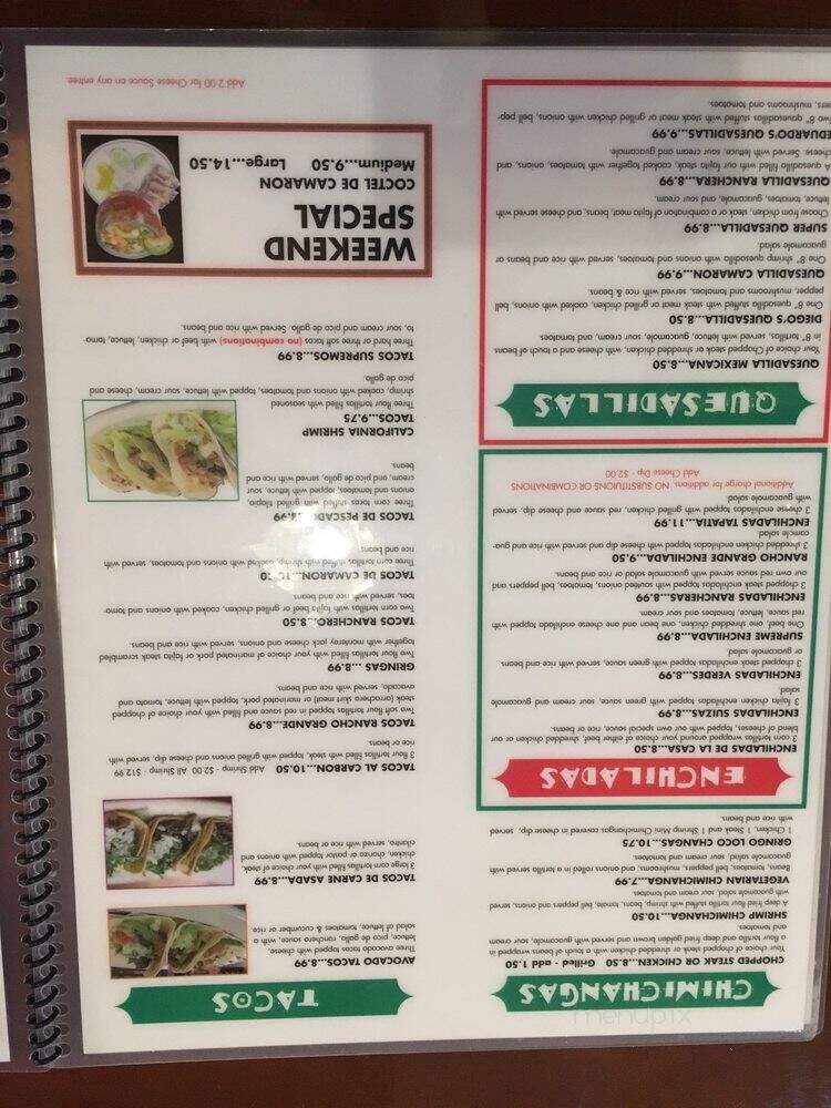Rancho Grande Mexican Restaurant - Southaven, MS menu_pic