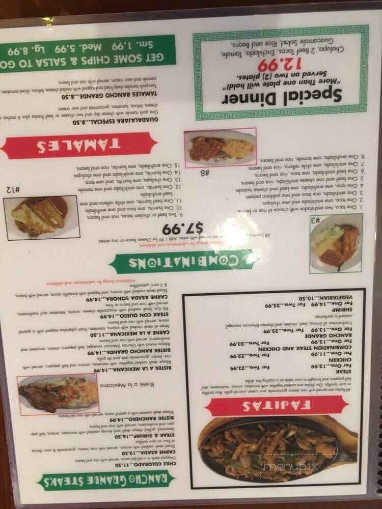 Rancho Grande Mexican Restaurant - Southaven, MS menu_pic