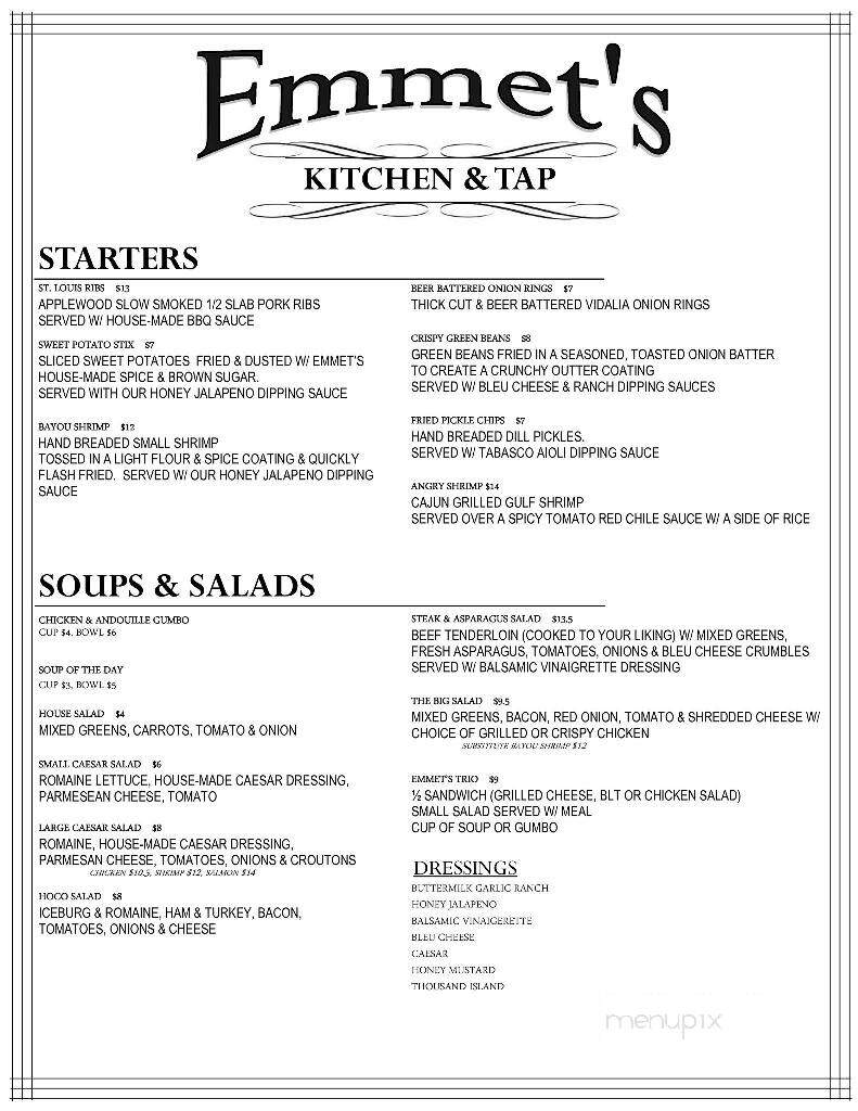 Emmet's Kitchen & Tap - Fayette, MO menu_pic