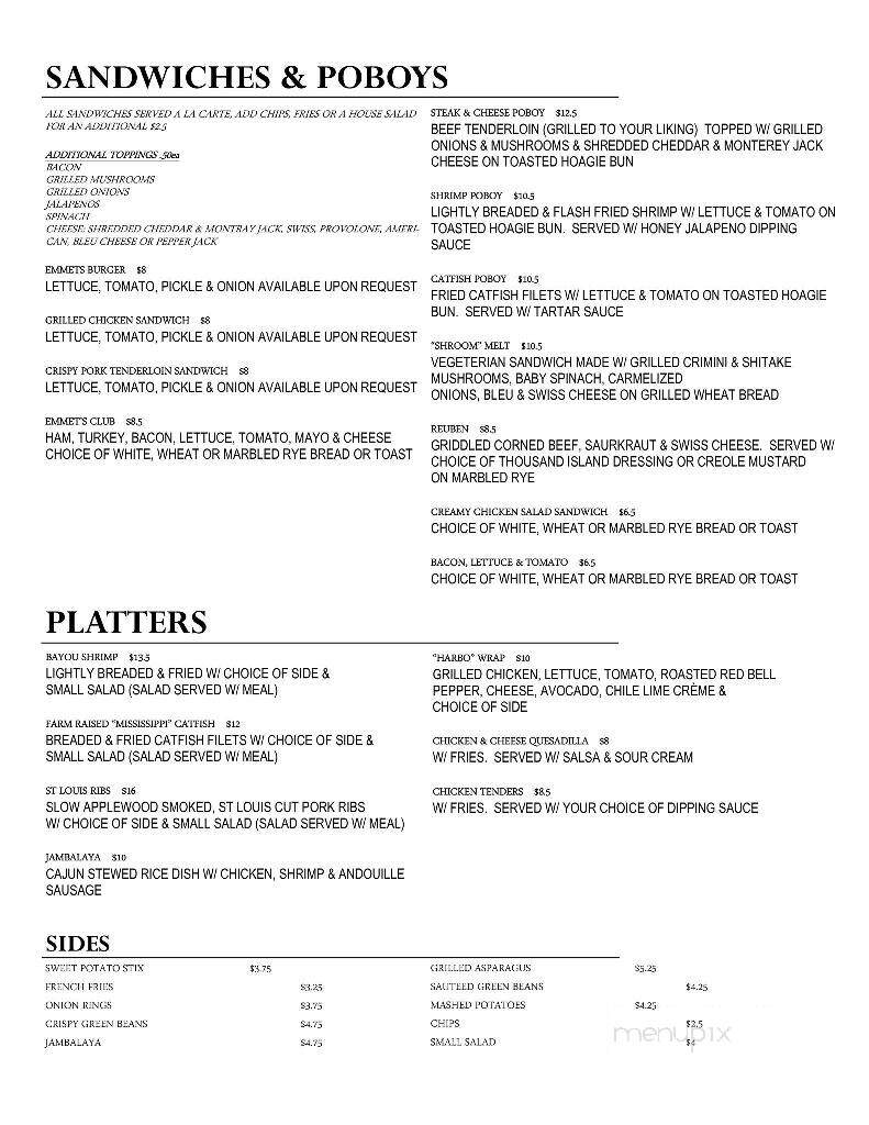 Emmet's Kitchen & Tap - Fayette, MO menu_pic
