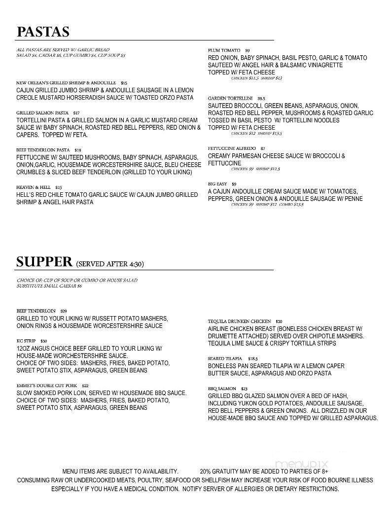 Emmet's Kitchen & Tap - Fayette, MO menu_pic