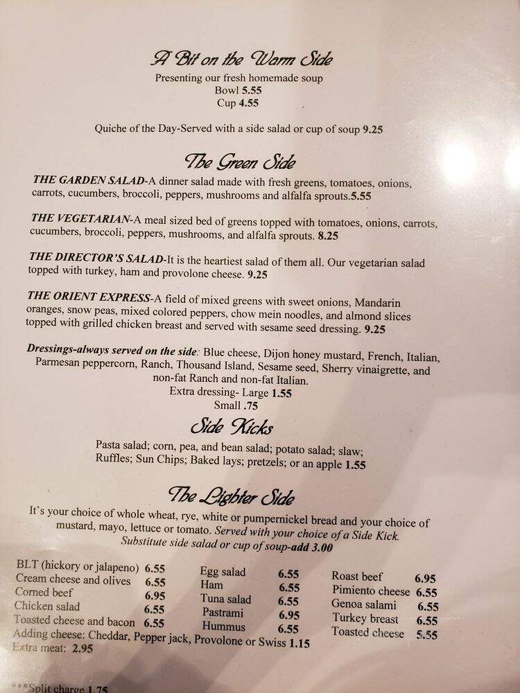 Side Street Restaurant - Raleigh, NC menu_pic