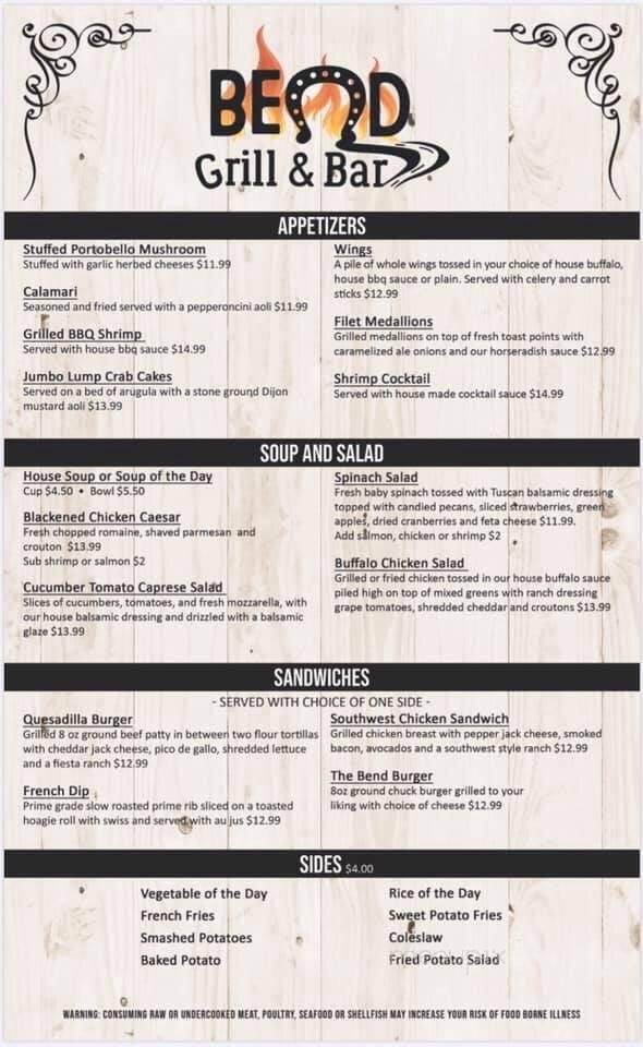 Bend Grill and Bar - Lake Ozark, MO menu_pic