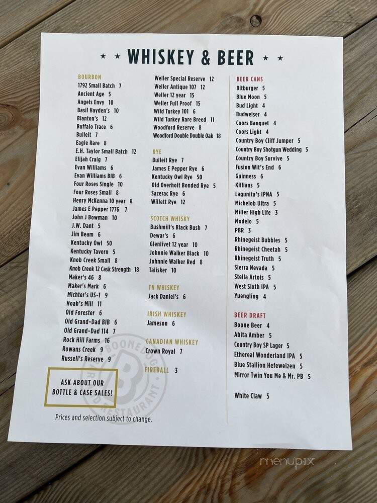Boonedogs - Lexington, KY menu_pic