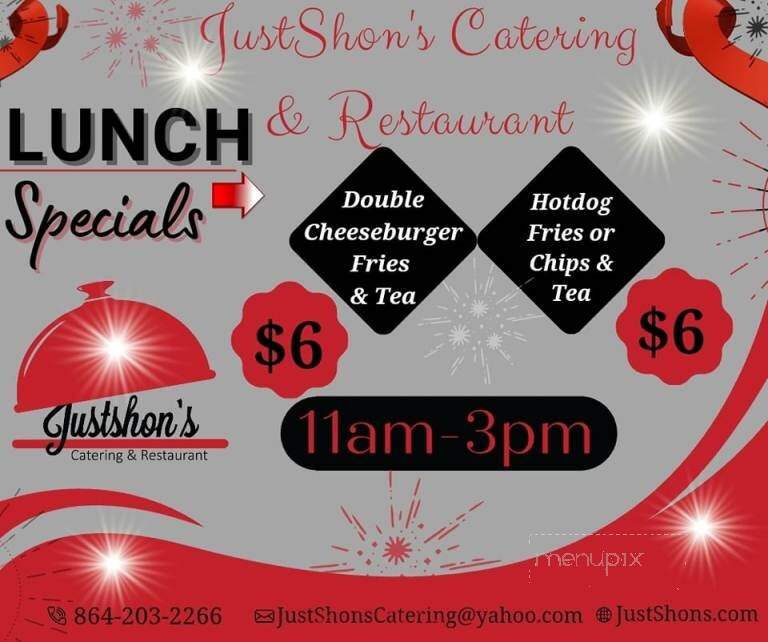 Justshon's Catering and Restaurant - Greenville, SC menu_pic