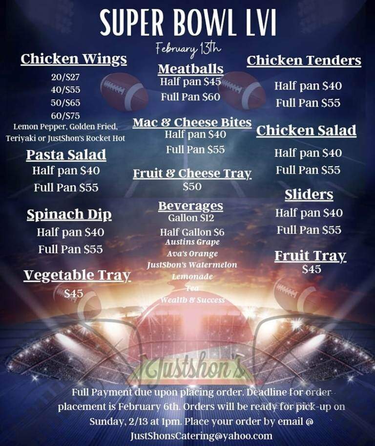 Justshon's Catering and Restaurant - Greenville, SC menu_pic
