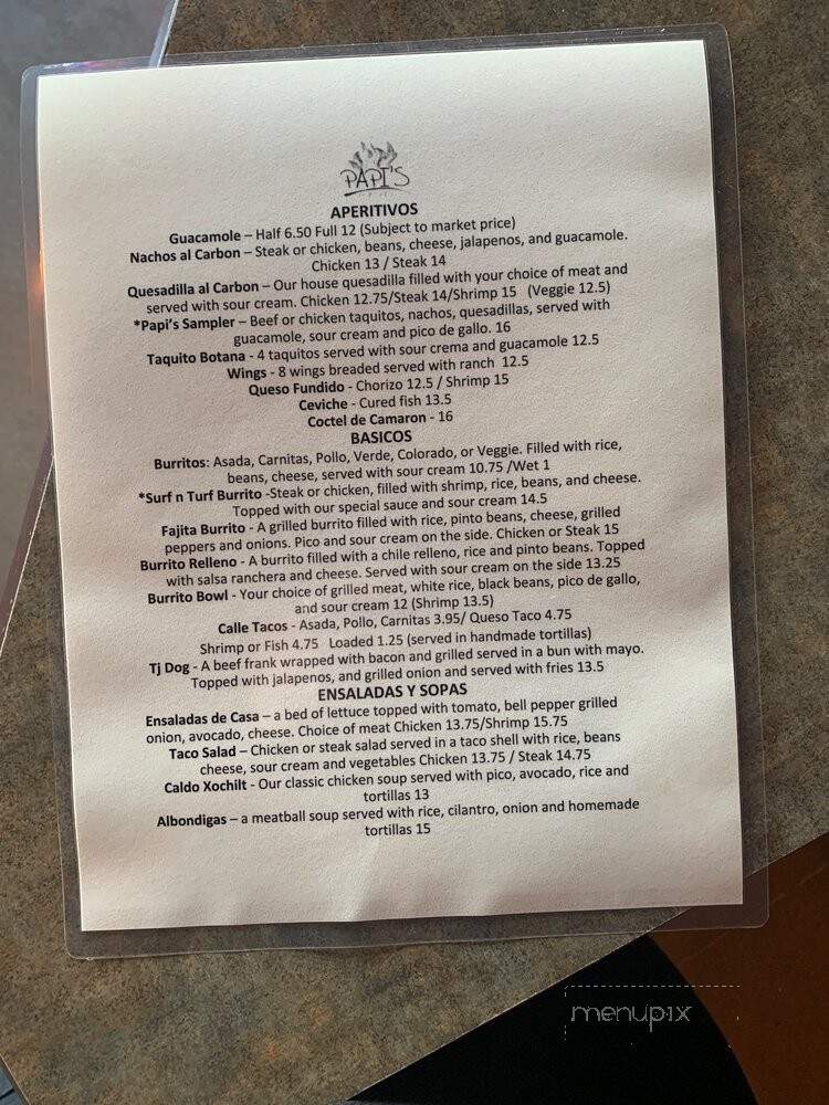 Papi's Mex Grill - Madera, CA menu_pic