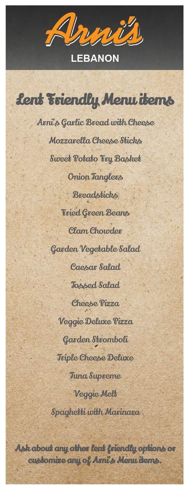 Arni's Of Lebanon - Lebanon, IN menu_pic