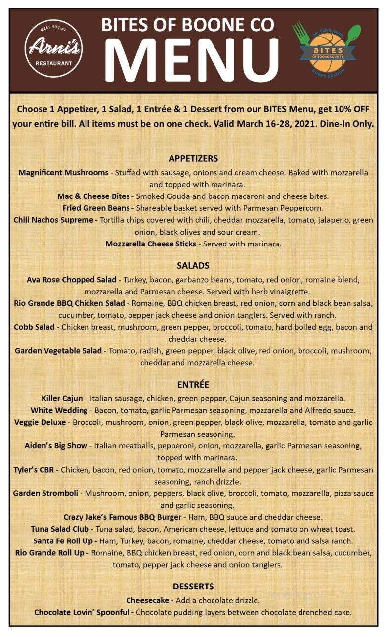 Arni's Of Lebanon - Lebanon, IN menu_pic
