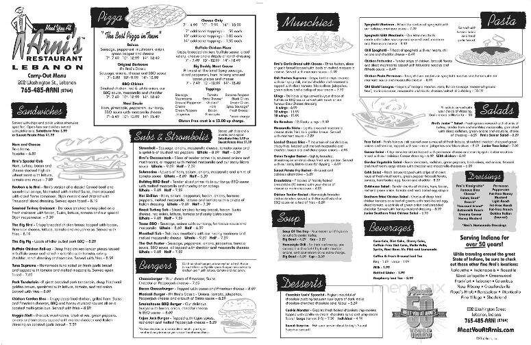 Arni's Of Lebanon - Lebanon, IN menu_pic