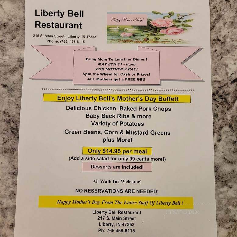 Liberty Restaurant - Liberty, IN menu_pic