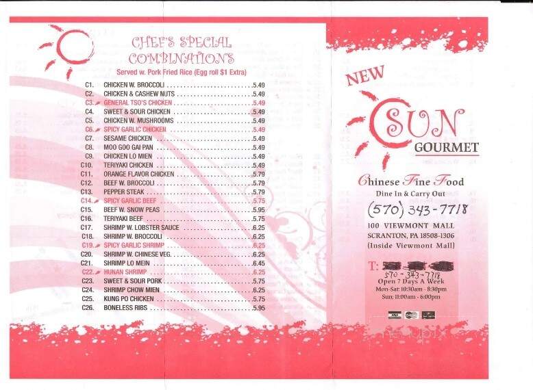 New Sun Gourmet - Scranton, PA menu_pic