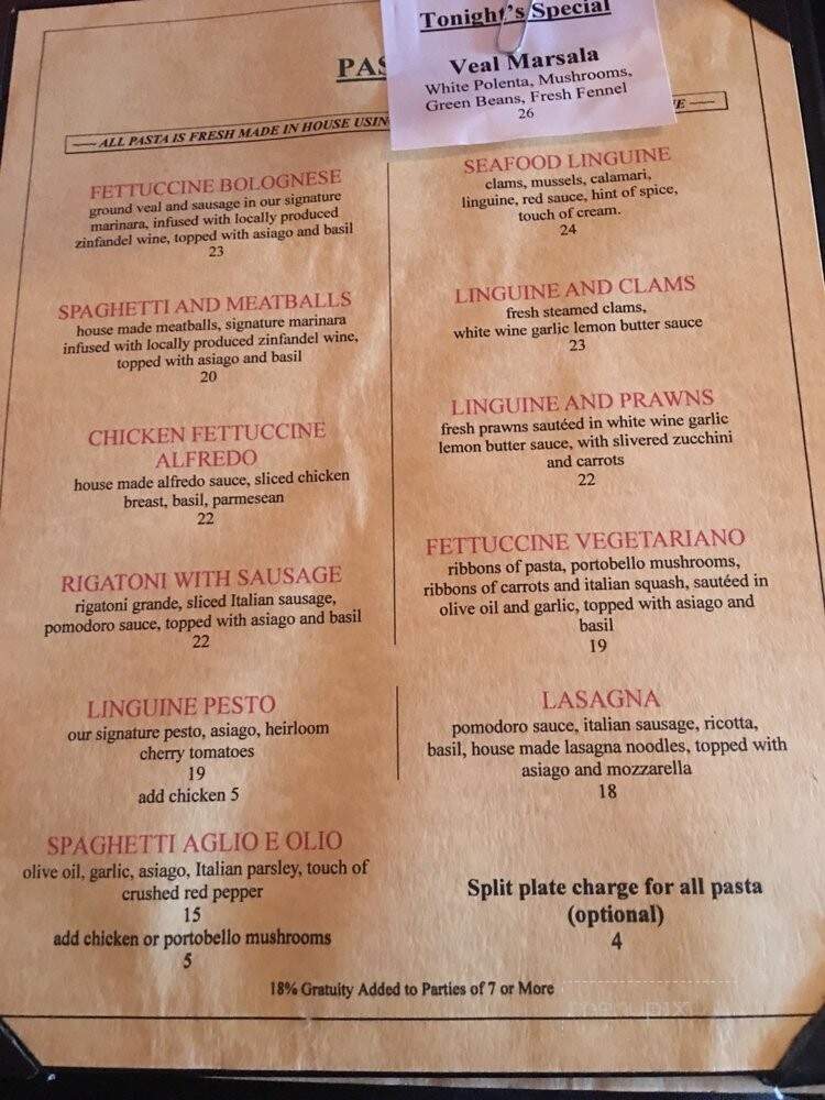 Pizza Bene! - Placerville, CA menu_pic