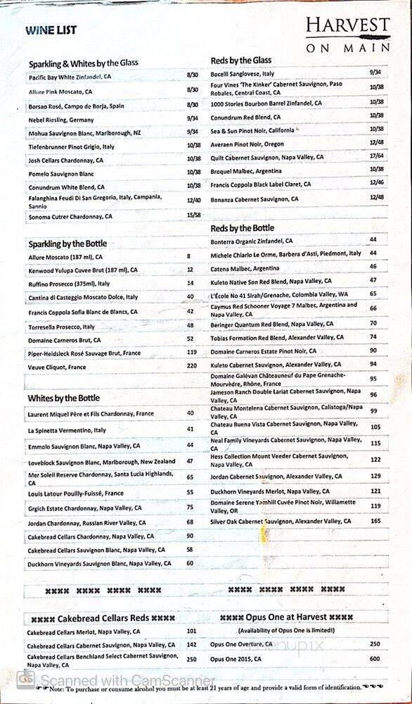 Harvest on Main - Blue Ridge, GA menu_pic