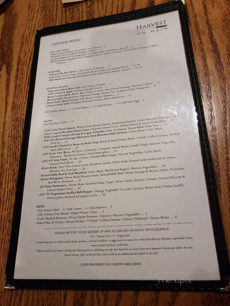 Harvest on Main - Blue Ridge, GA menu_pic