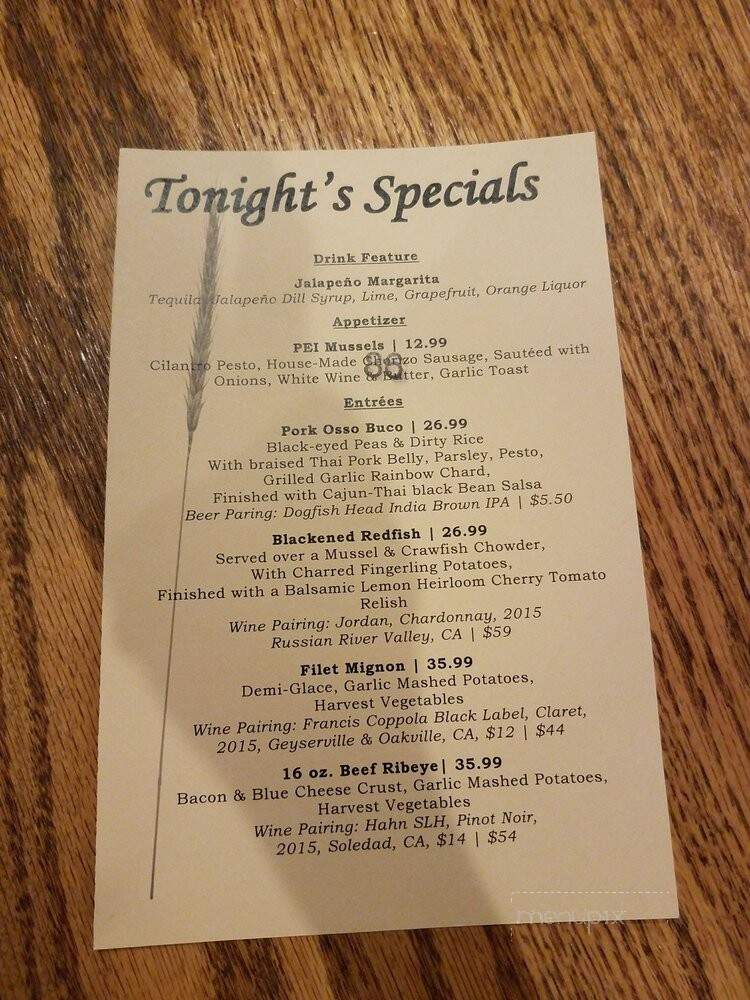 Harvest on Main - Blue Ridge, GA menu_pic